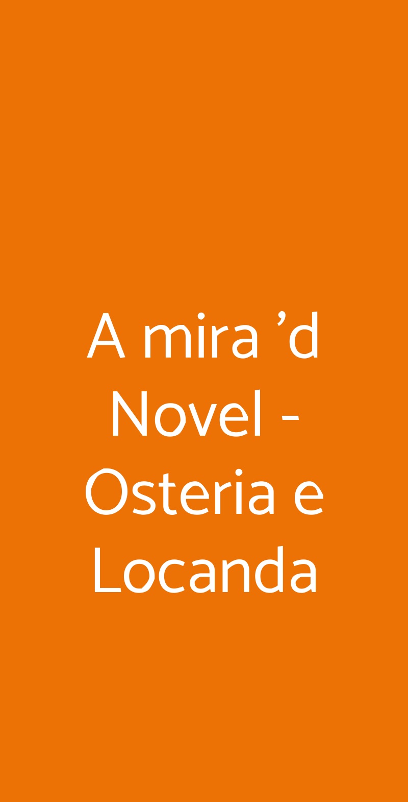 A mira 'd Novel - Osteria e Locanda Novello menù 1 pagina