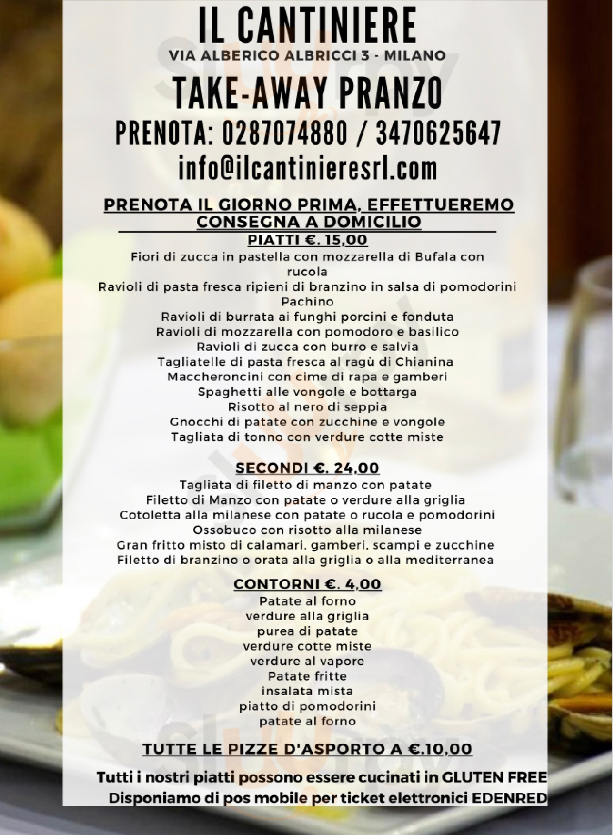 Il Cantiniere ristorante -pizzeria Milano menù 1 pagina