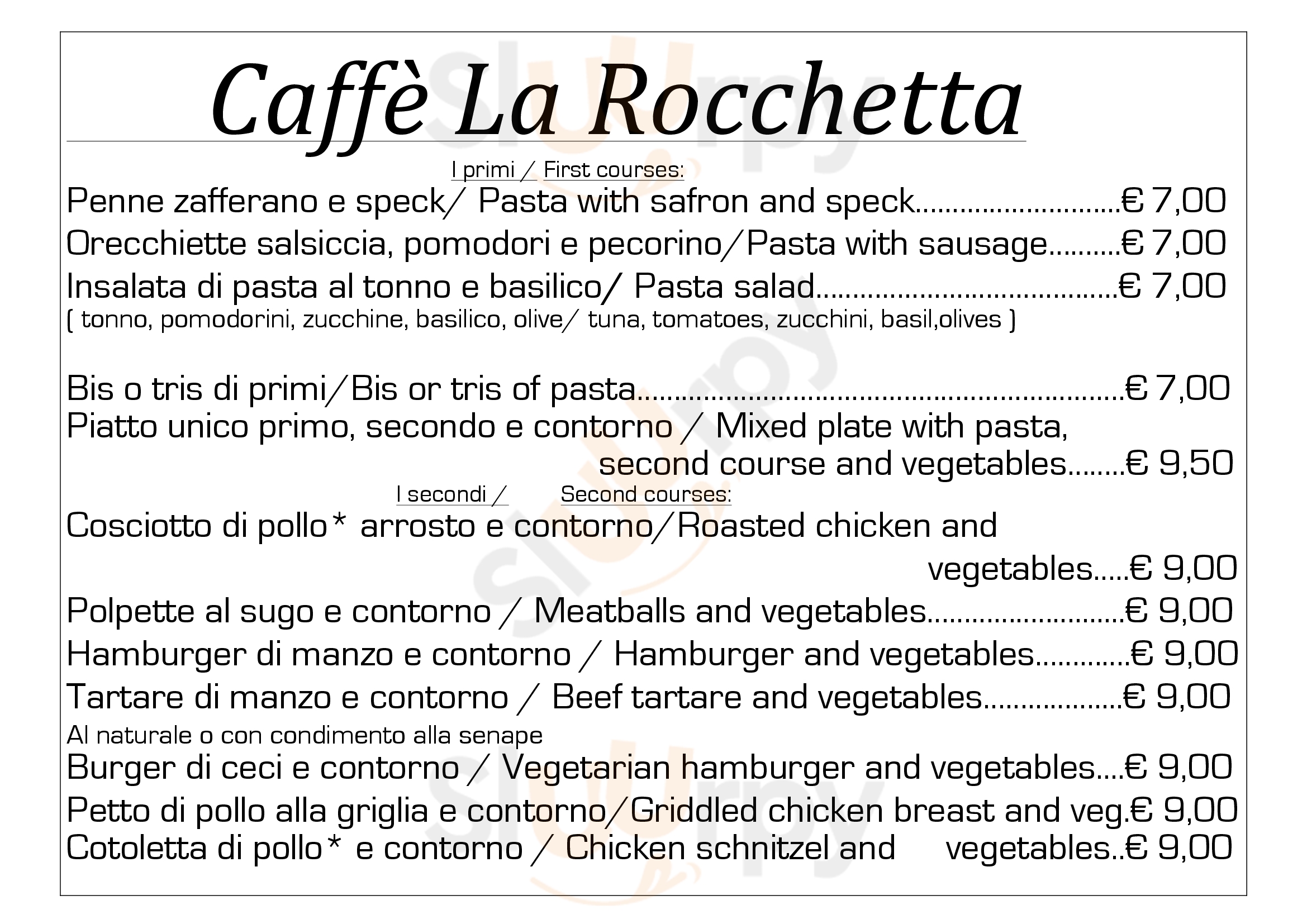 La Rocchetta Cafè Bistrot Milano menù 1 pagina