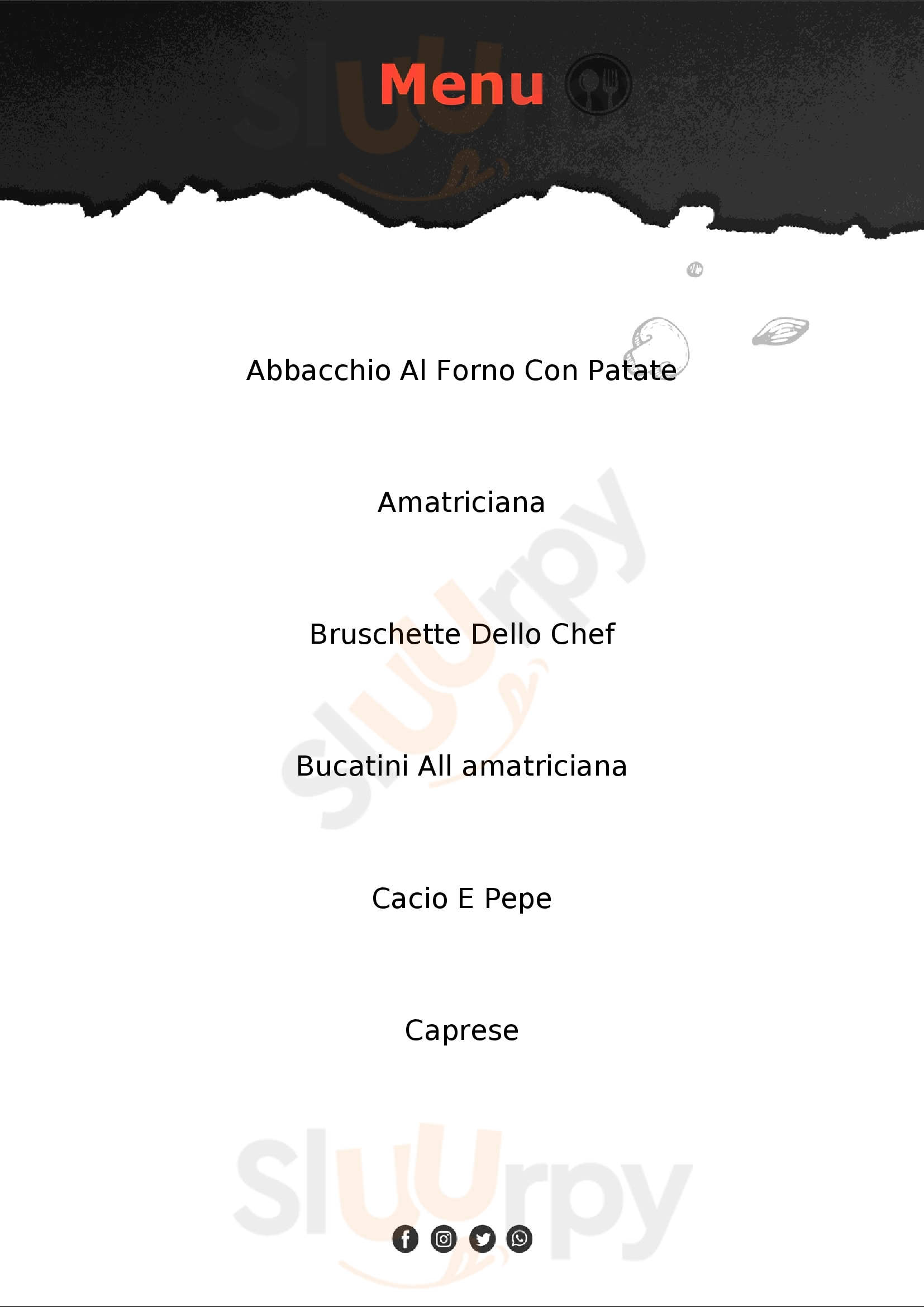 Strada Romana Restaurant Roma menù 1 pagina