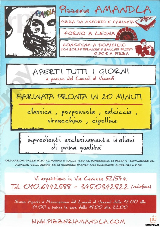 AMANDLA Genova menù 1 pagina