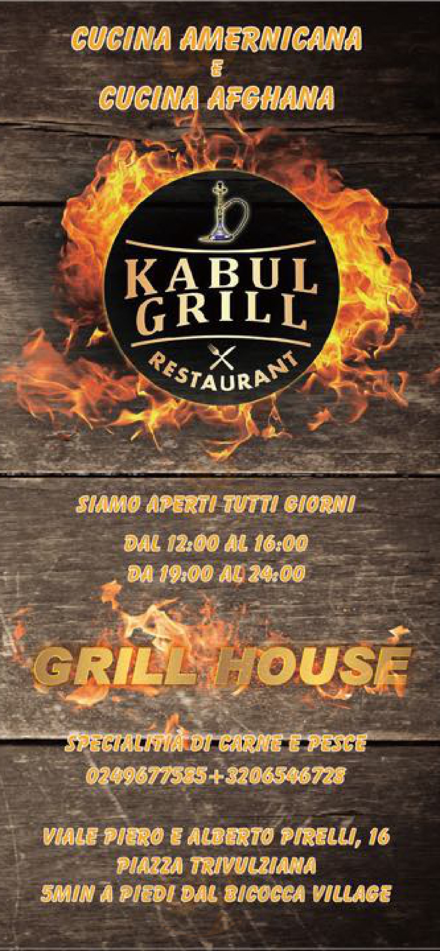 Kabul Grill Shisha Place Bicocca Milano menù 1 pagina