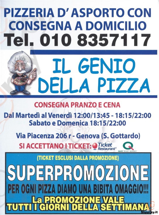IL GENIO DELLA PIZZA Genova menù 1 pagina