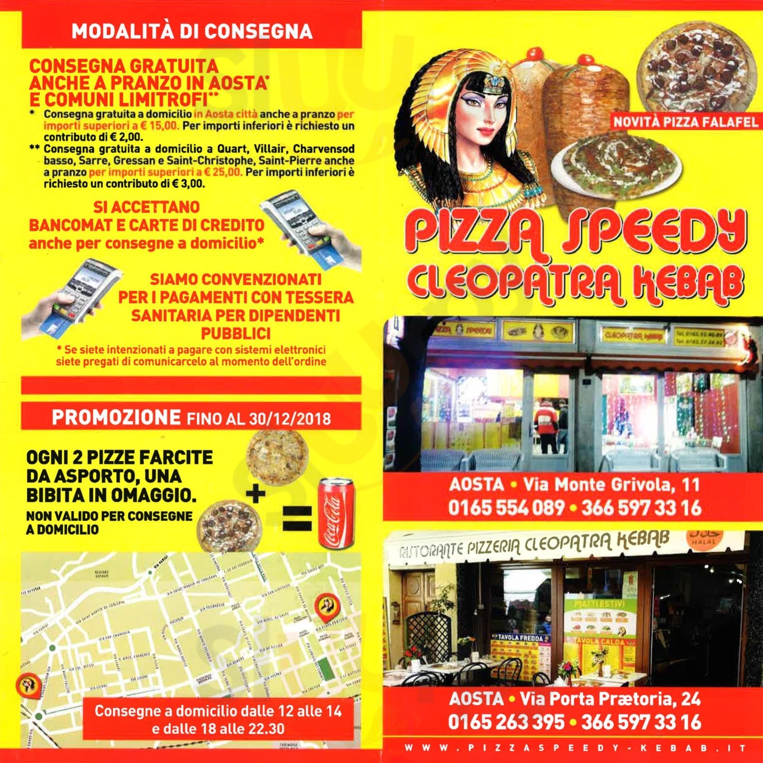 Pizza Turca Cleopatra Kebab Aosta menù 1 pagina