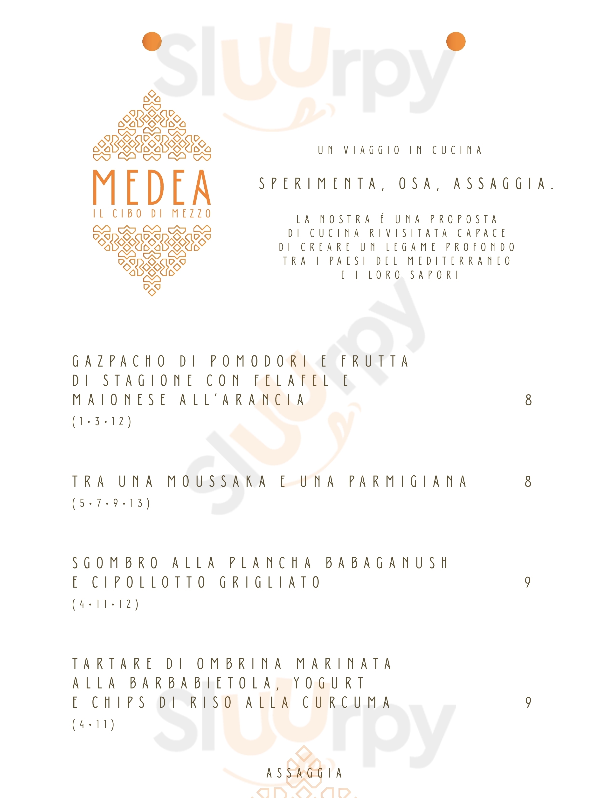Ristorante Medea Brescia menù 1 pagina
