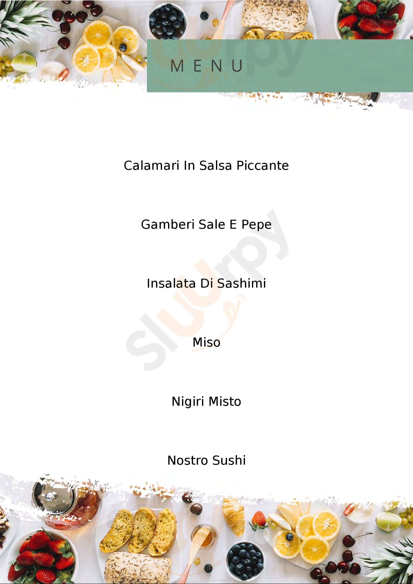 Sushi Yang Roma menù 1 pagina