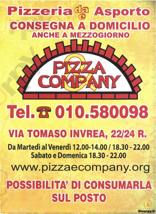 PIZZA & COMPANY Genova menù 1 pagina