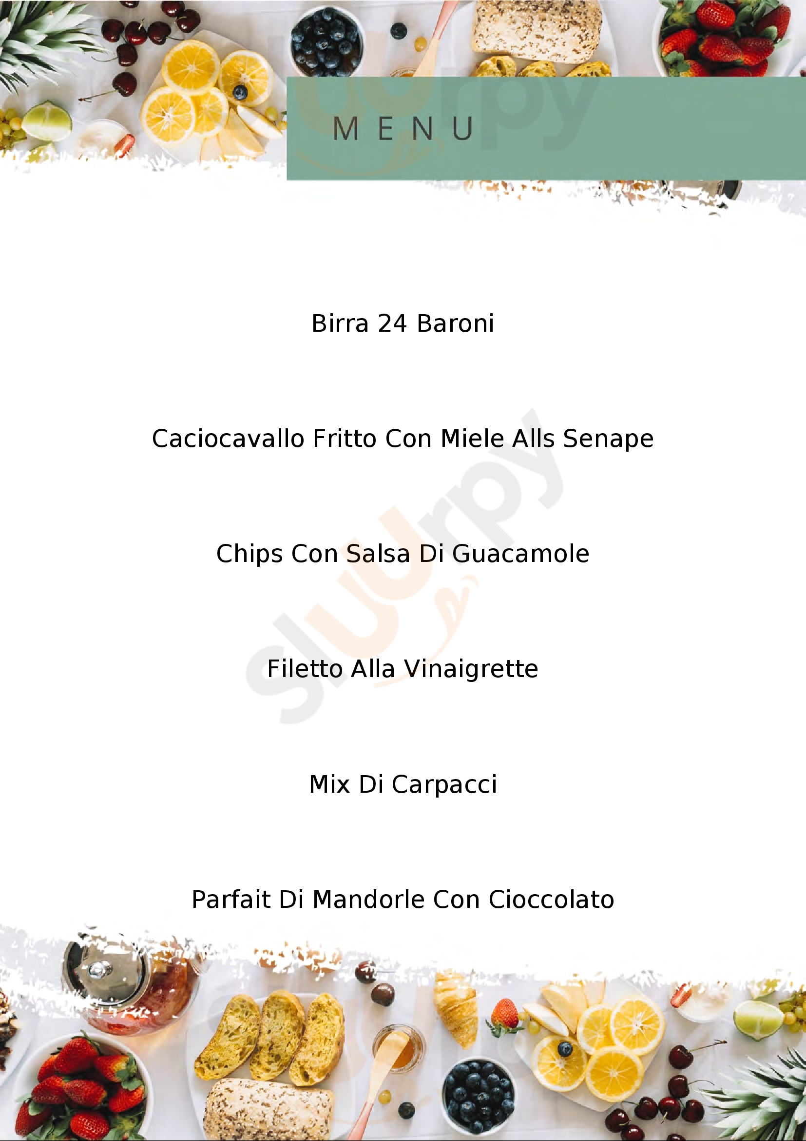 Heritage food & drink pairing Palermo menù 1 pagina