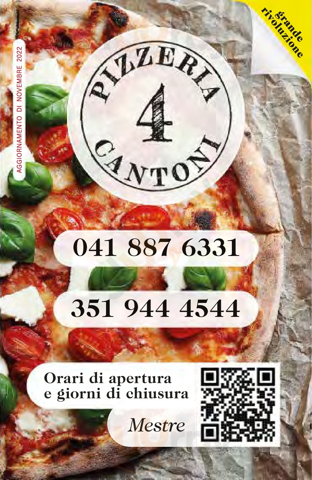 Pizzeria da asporto Quattro Cantoni Mestre menù 1 pagina