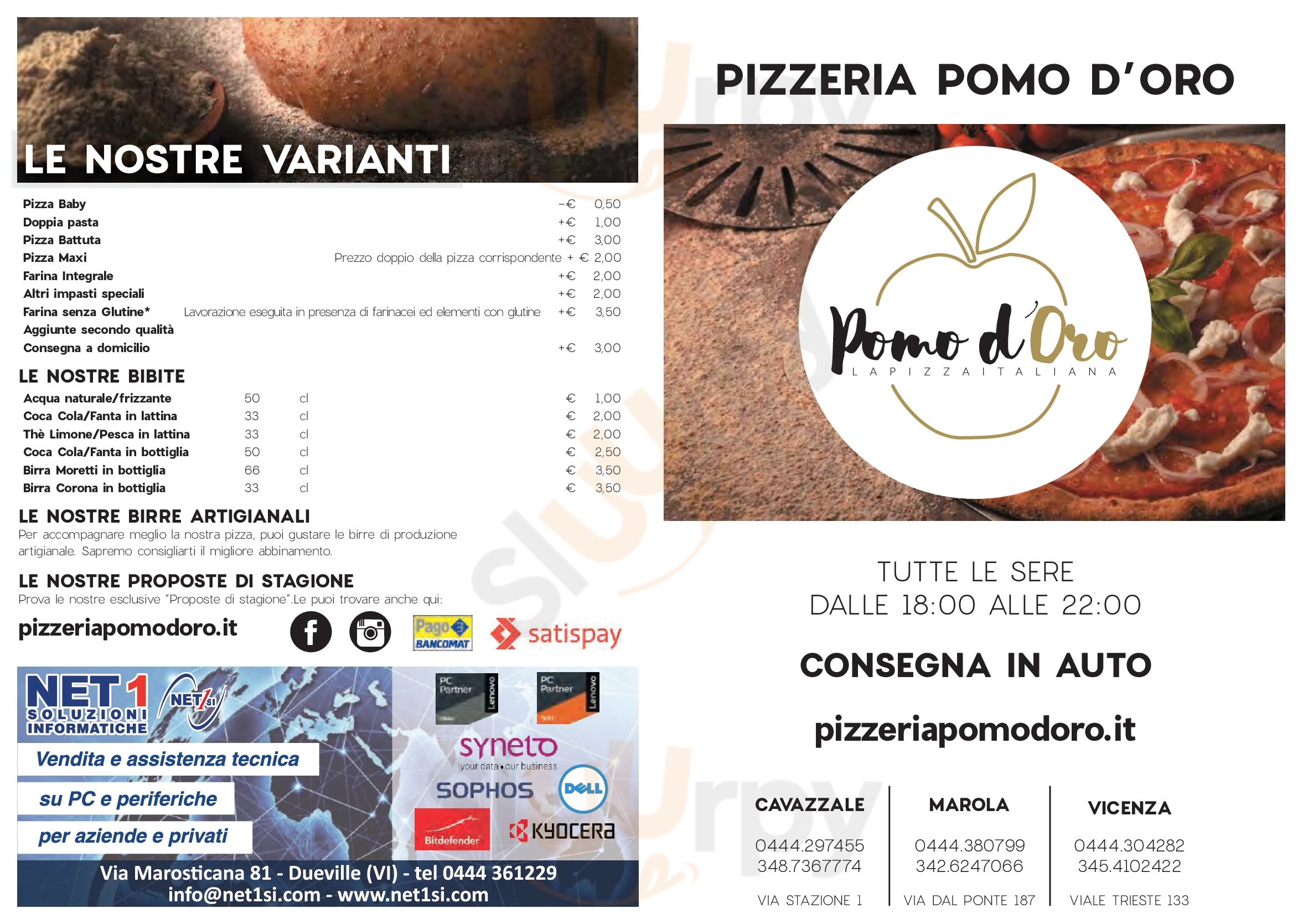 Pizzeria Pomo d'Oro Camisano Vicentino menù 1 pagina