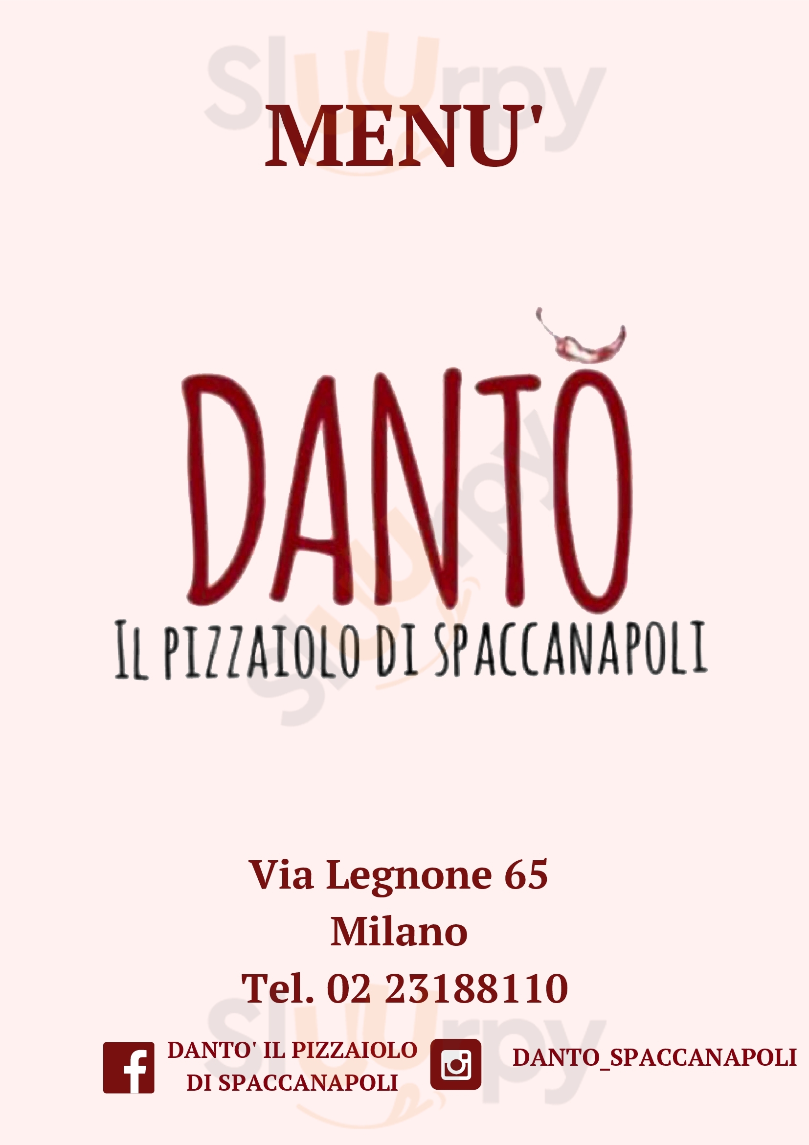 Dantó il pizzaiolo di spaccanapoli Milano menù 1 pagina