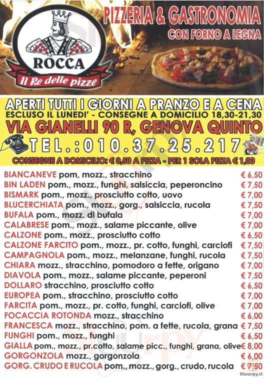 ROCCA Genova menù 1 pagina