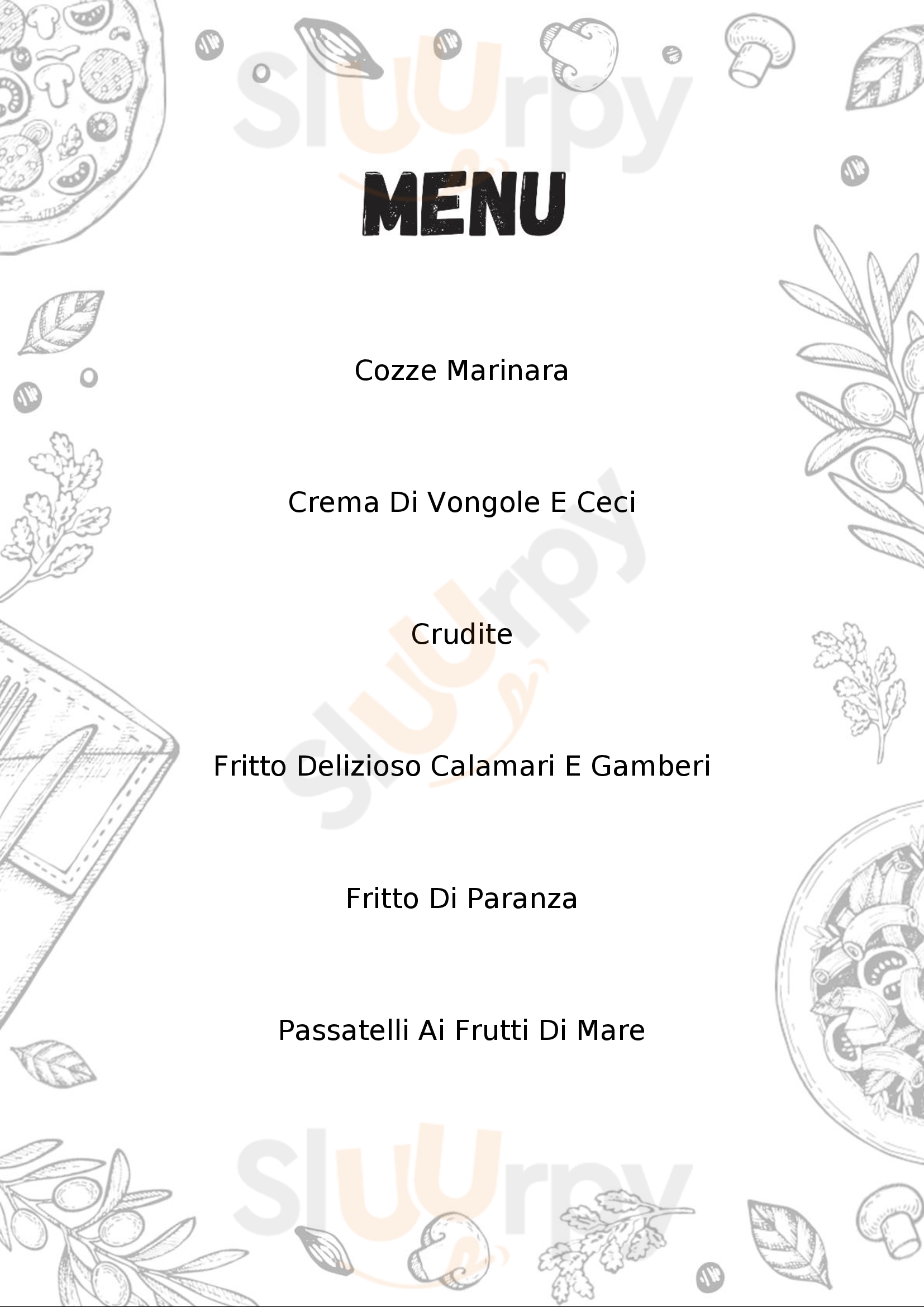 Osteria Storie di Mare Rimini menù 1 pagina