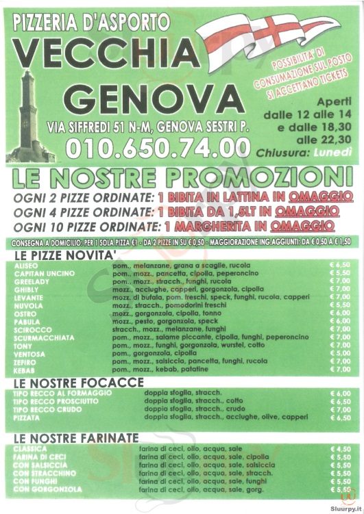 VECCHIA GENOVA Genova menù 1 pagina