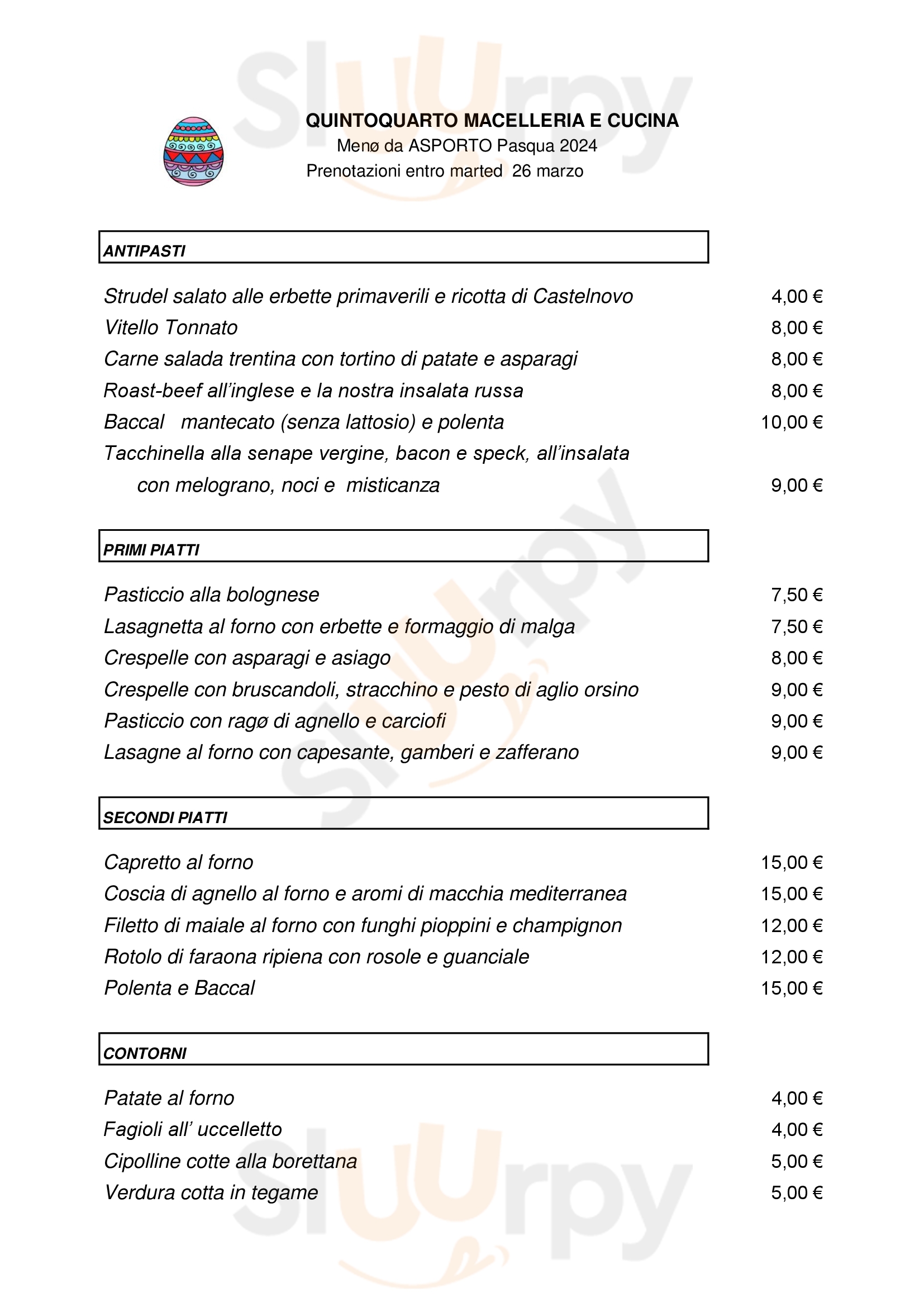 QuintoQuarto - Macelleria & Cucina Monteviale menù 1 pagina