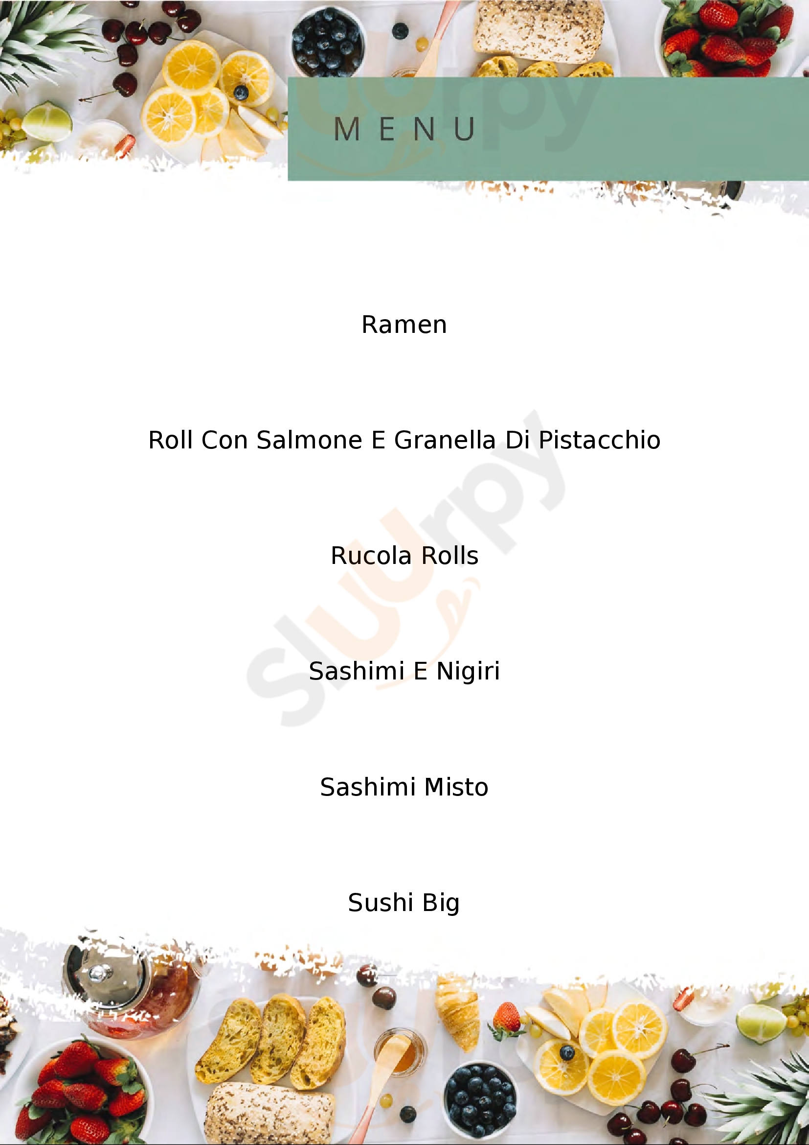 Zone Sushi Experience Taranto menù 1 pagina