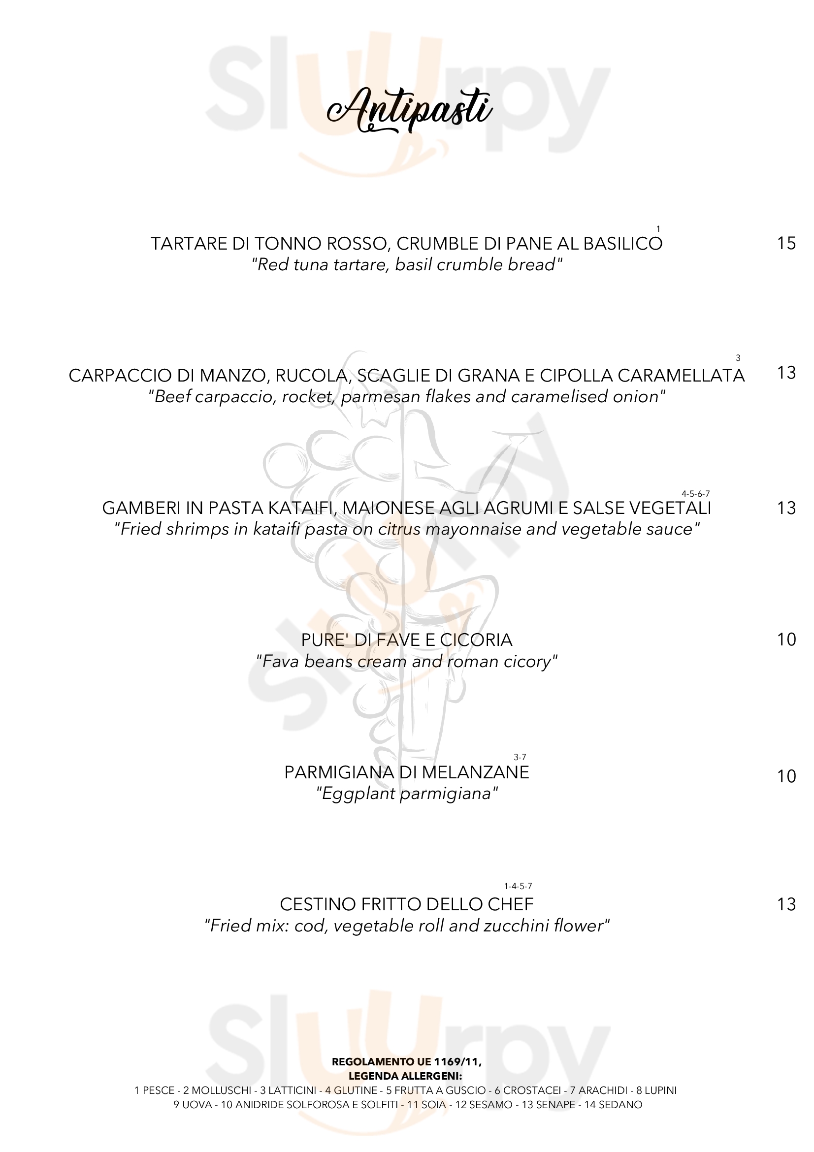 Satiro - Vino e Cucina Roma menù 1 pagina
