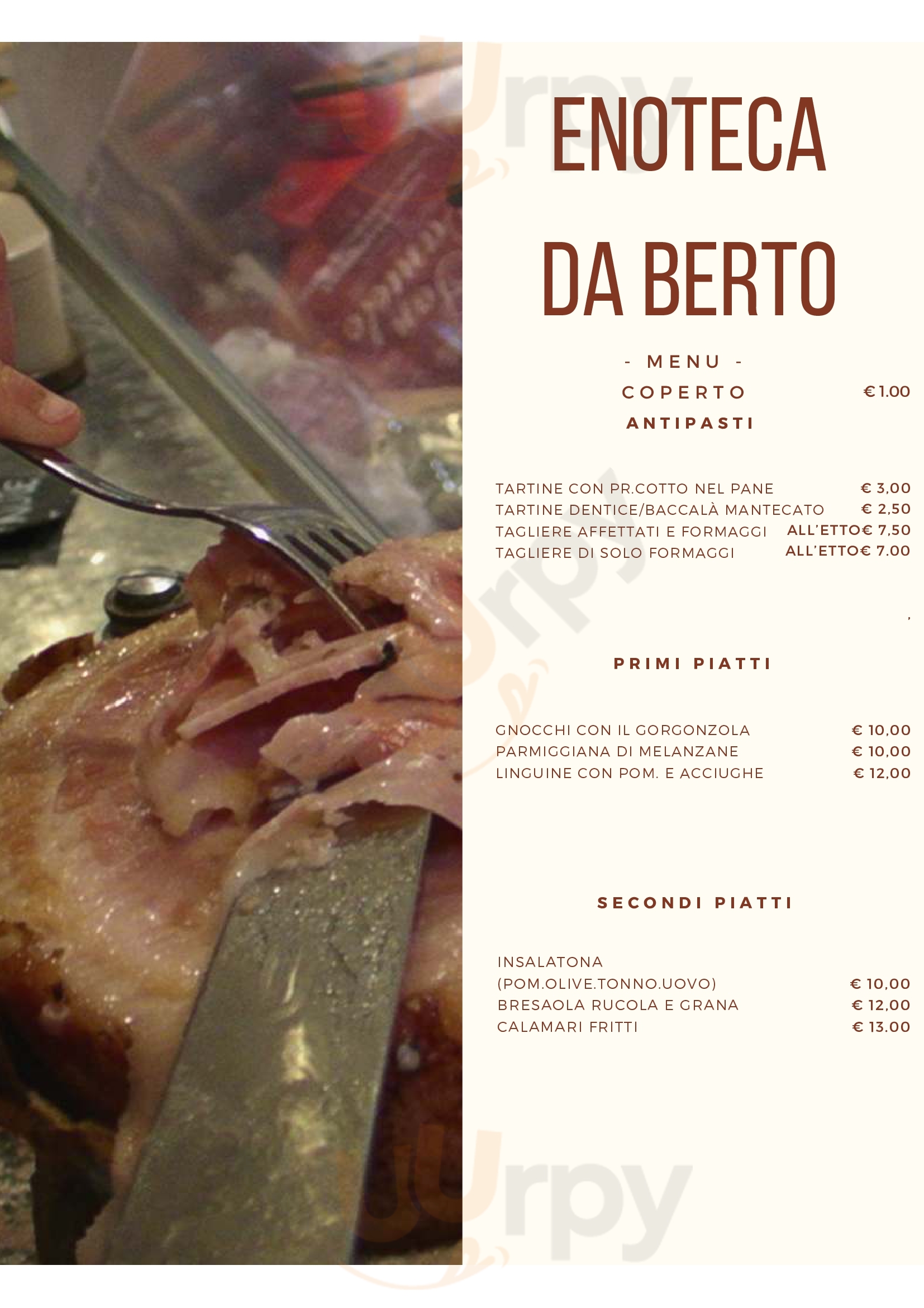 Nuova enoteca osteria "da Berto" Monfalcone menù 1 pagina