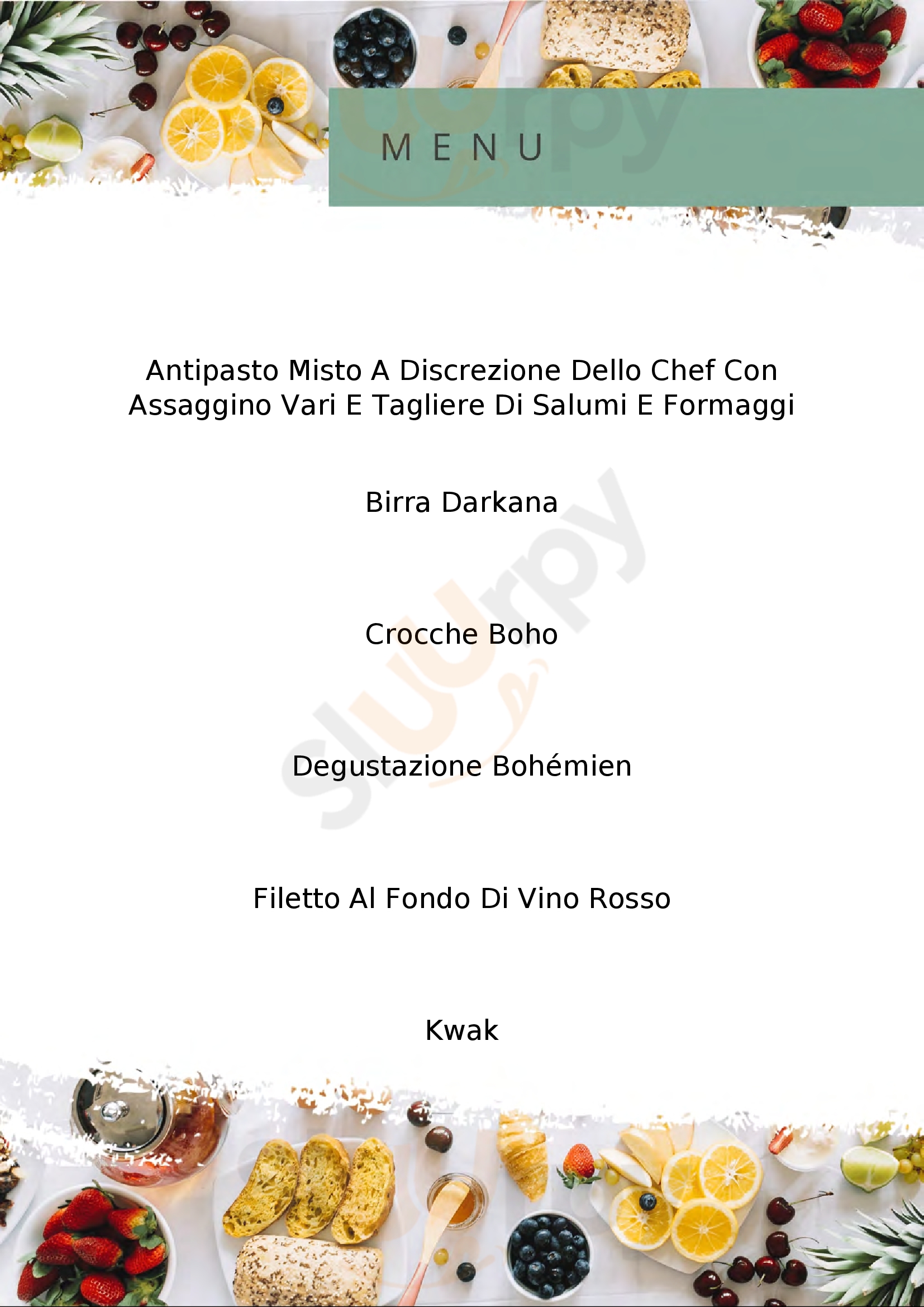 Bohèmien Bière&Cuisine Catanzaro Lido menù 1 pagina