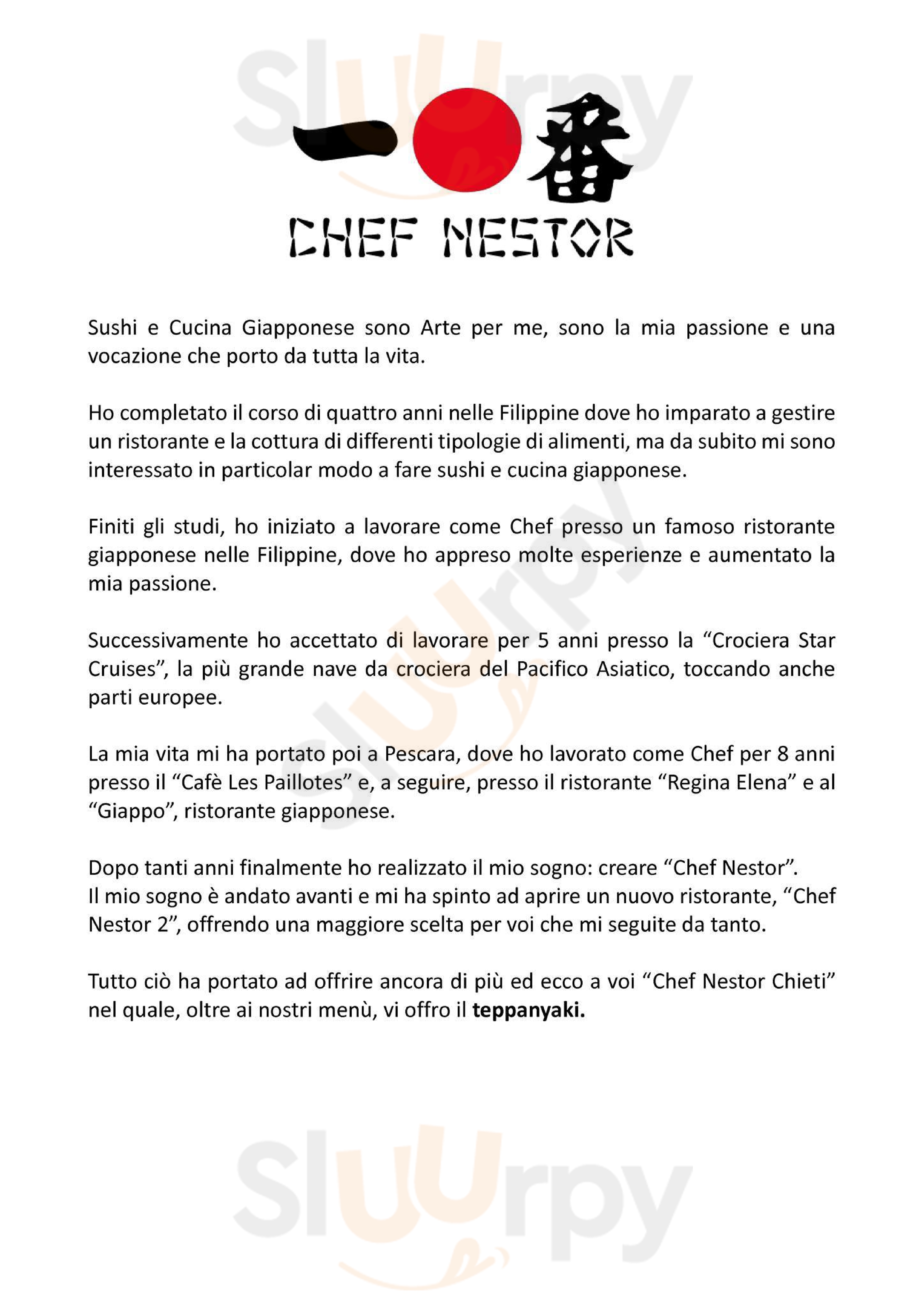 Chef Nestor Pescara menù 1 pagina