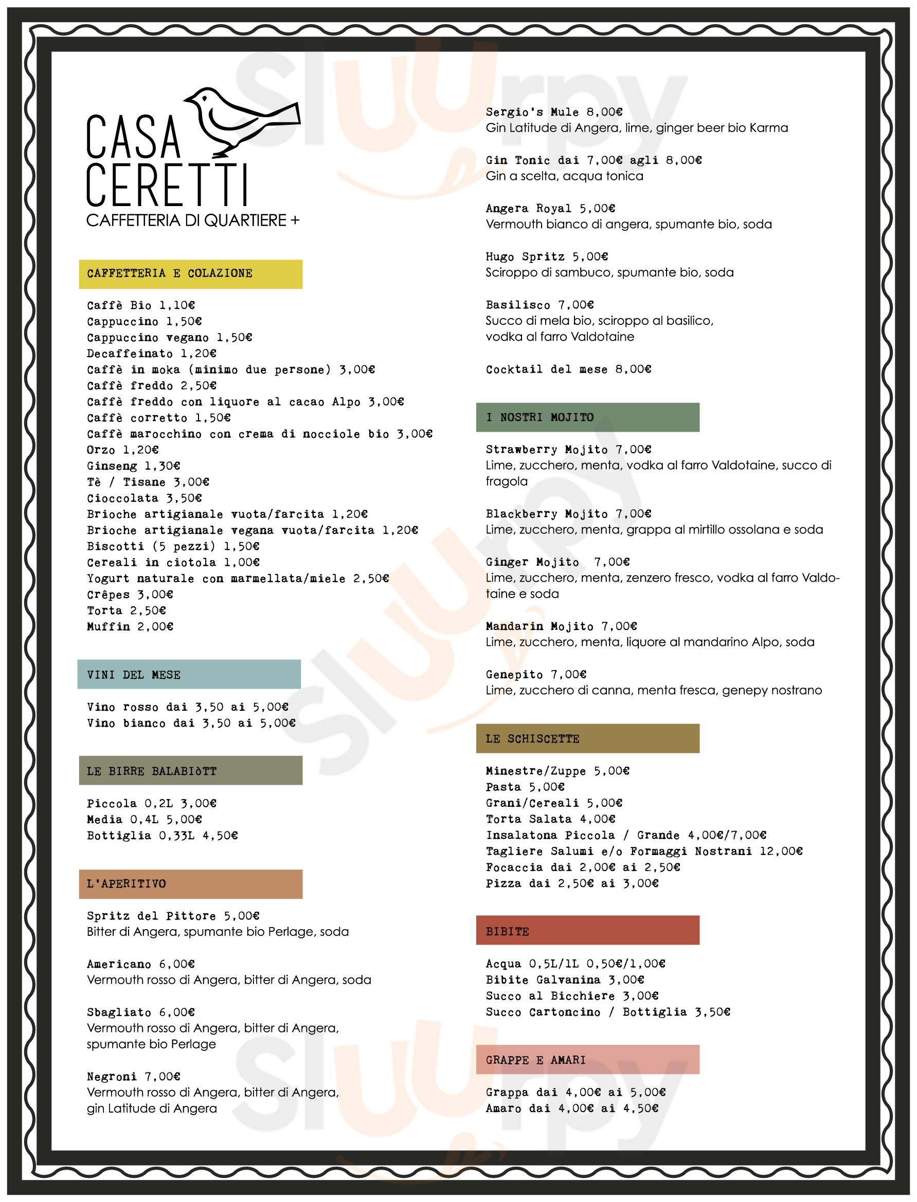 Casa Ceretti Caffetteria Di Quartiere + Verbania menù 1 pagina