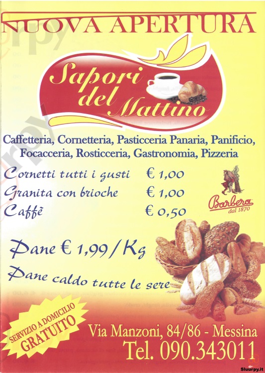 SAPORI DEL MATTINO Messina menù 1 pagina