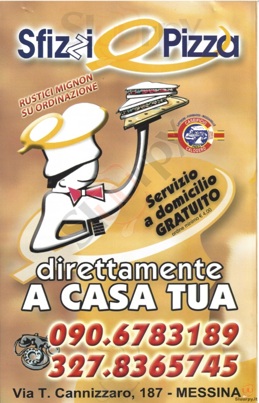 SFIZZI E PIZZA Messina menù 1 pagina