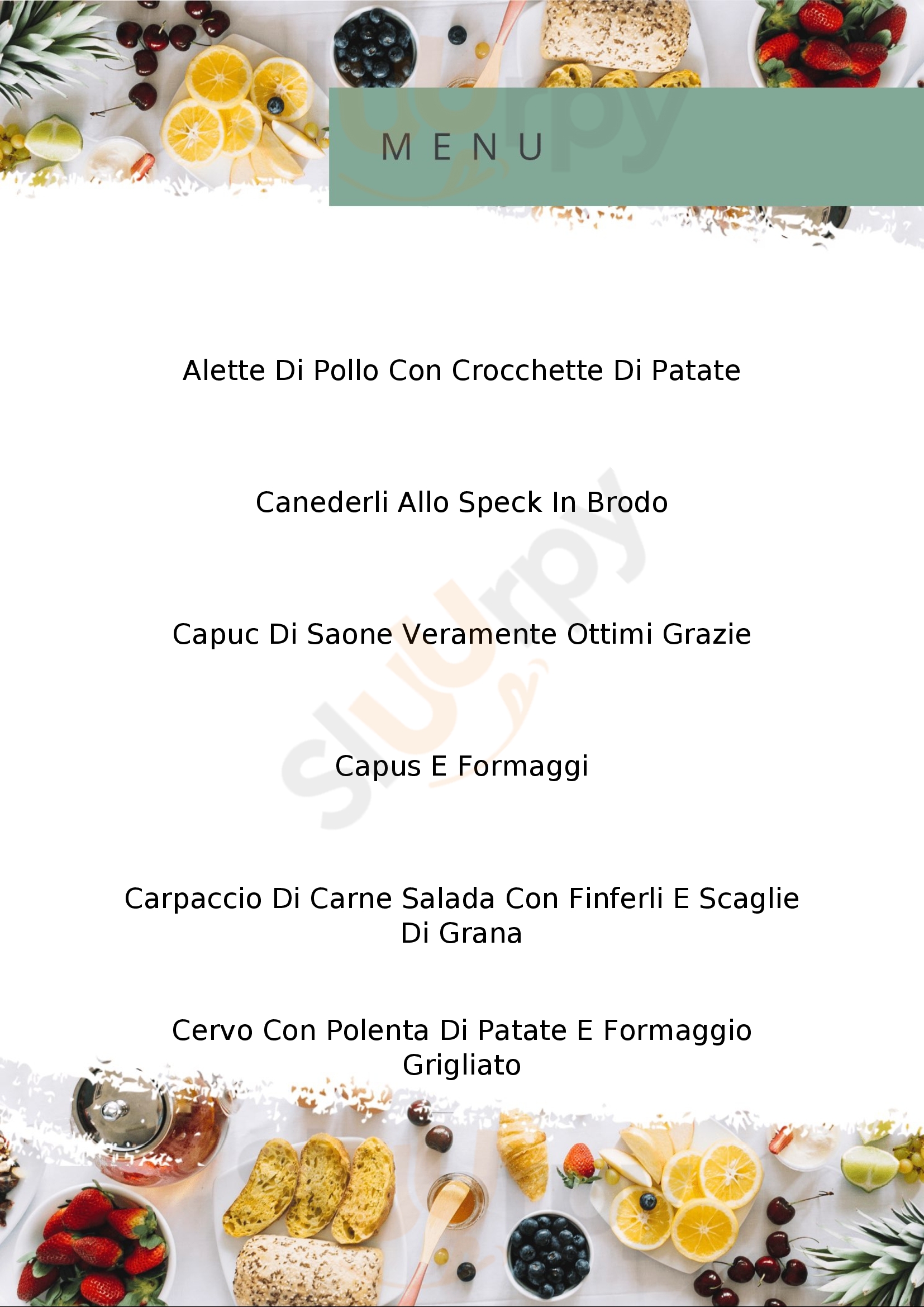 Albergo ristorante al Sole Tione di Trento menù 1 pagina