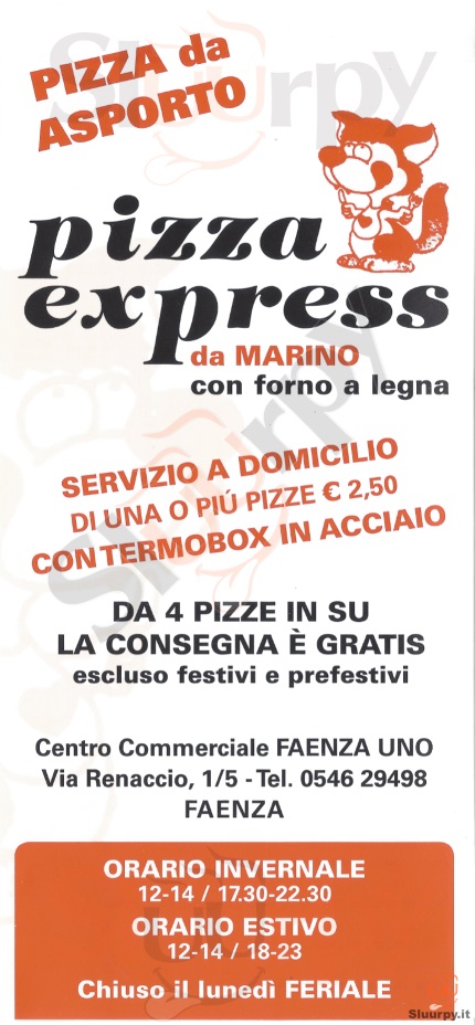 PIZZA EXPRESS Faenza menù 1 pagina