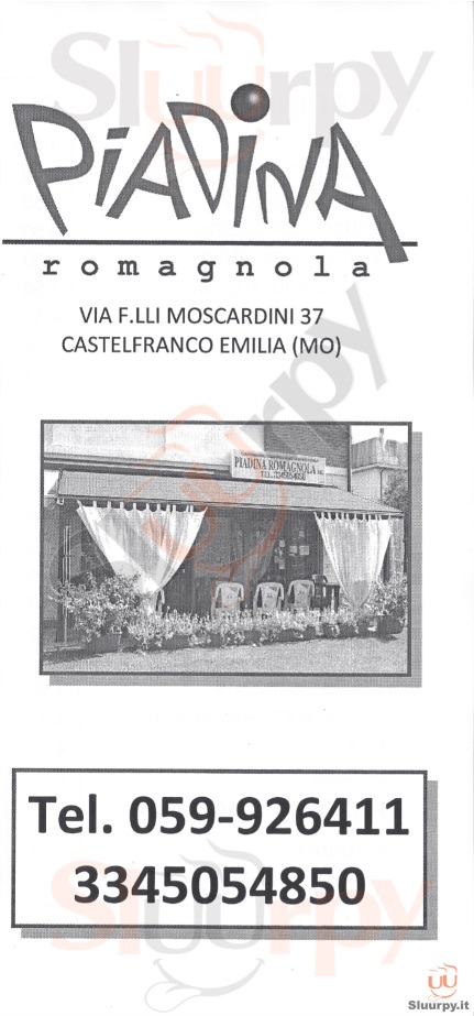 PIADINA ROMAGNOLA Castelfranco Emilia menù 1 pagina