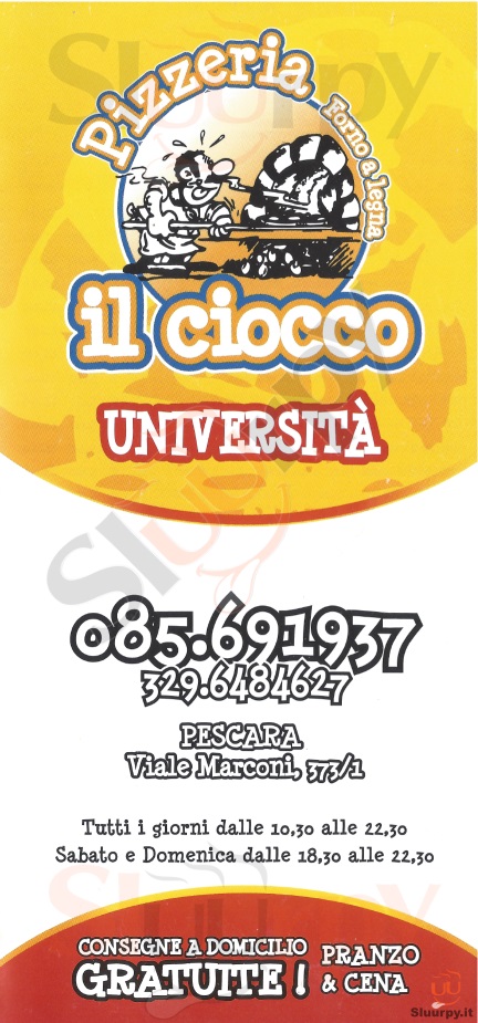 IL CIOCCO Università Pescara menù 1 pagina