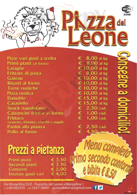 PIAZZA DEL LEONE Napoli menù 1 pagina
