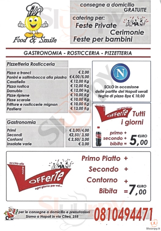 FOOD & SMILE Napoli menù 1 pagina