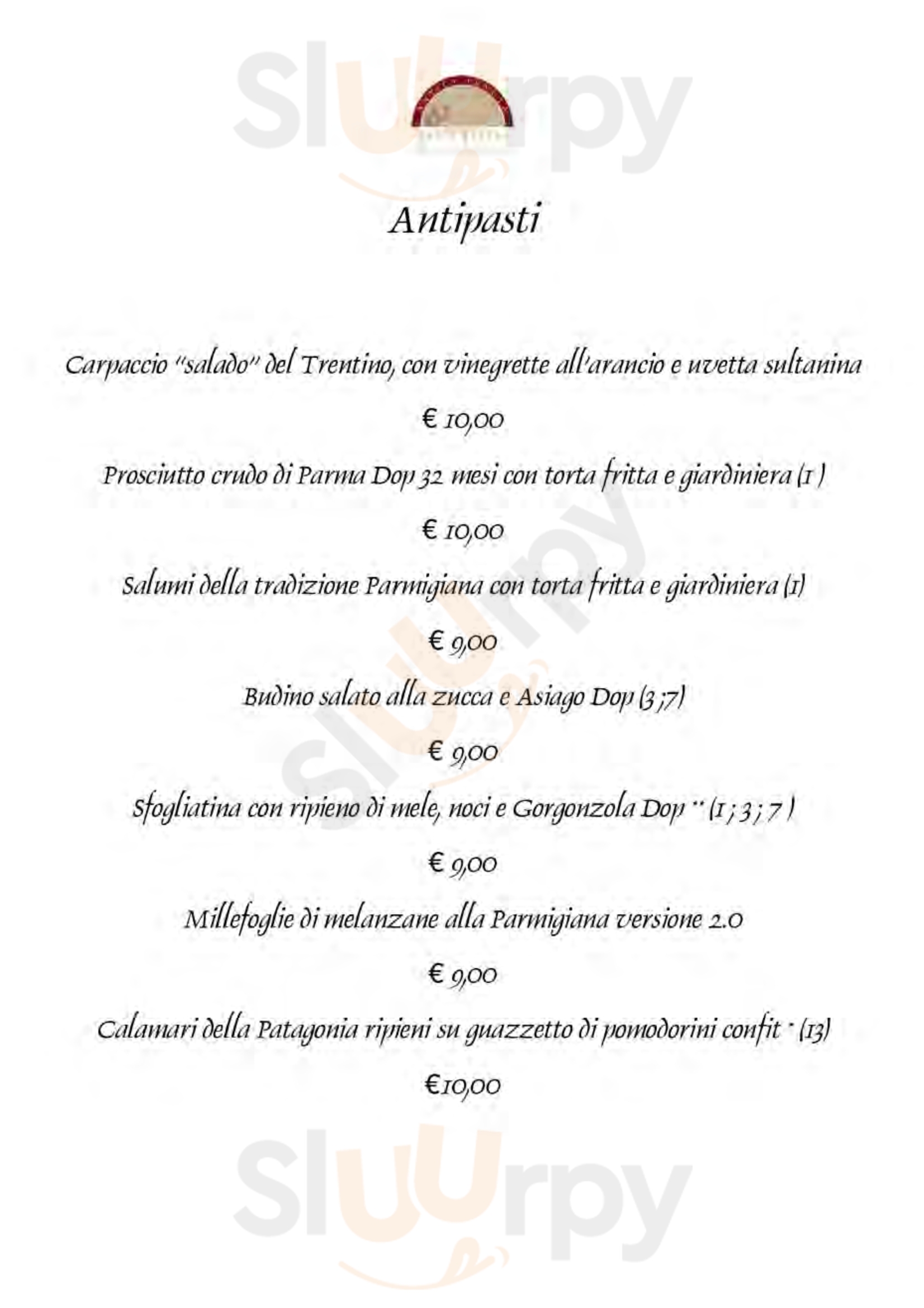 Antica Tenuta Santa Teresa Parma menù 1 pagina