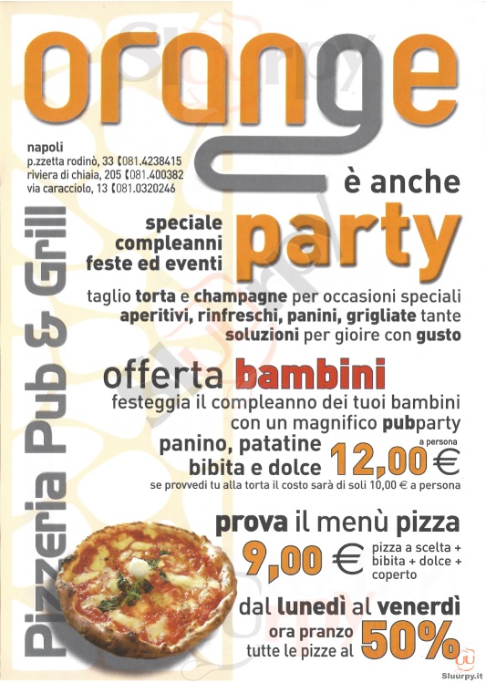 ORANGE, Pizza Rodino' Napoli menù 1 pagina