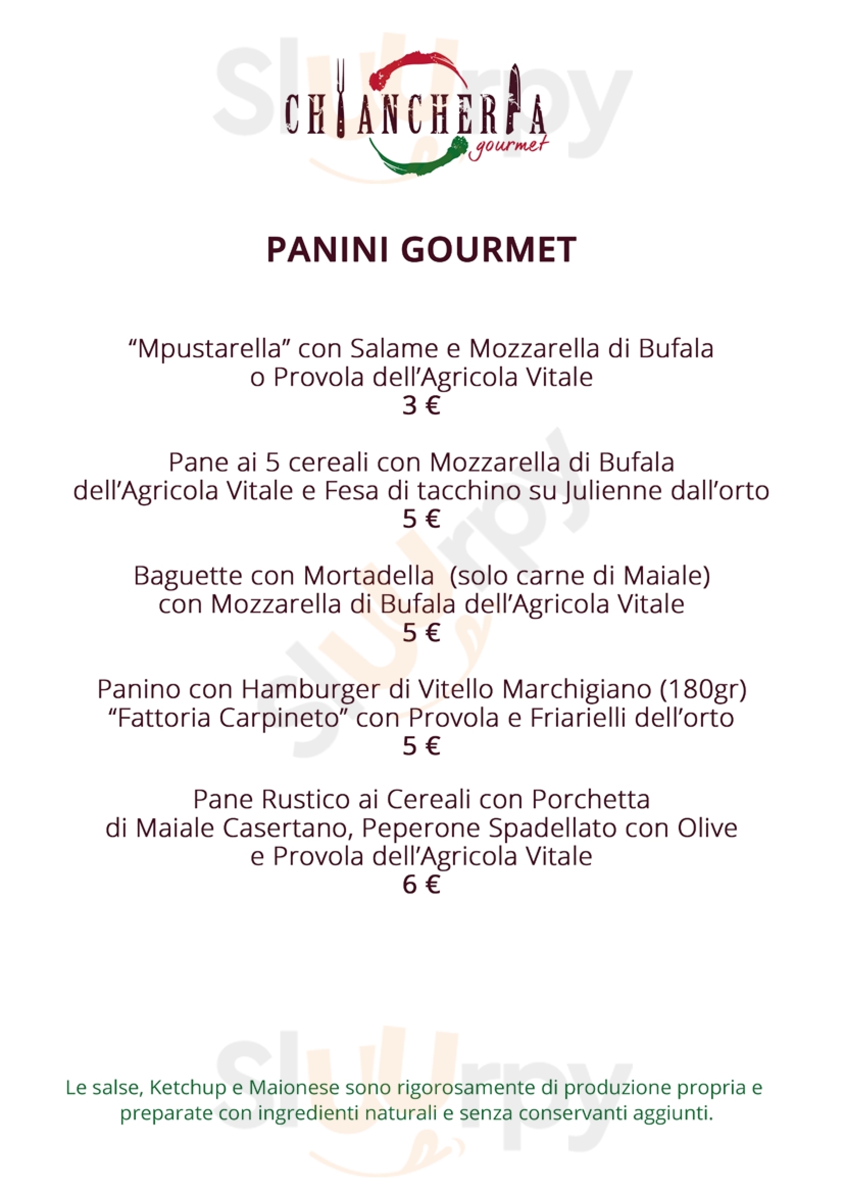 Chiancheria gourmet Vairano Patenora menù 1 pagina