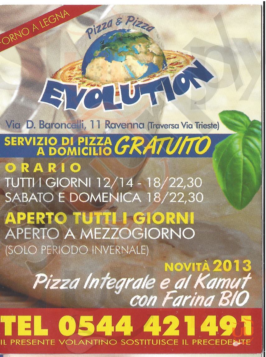 EVOLUTION Ravenna menù 1 pagina