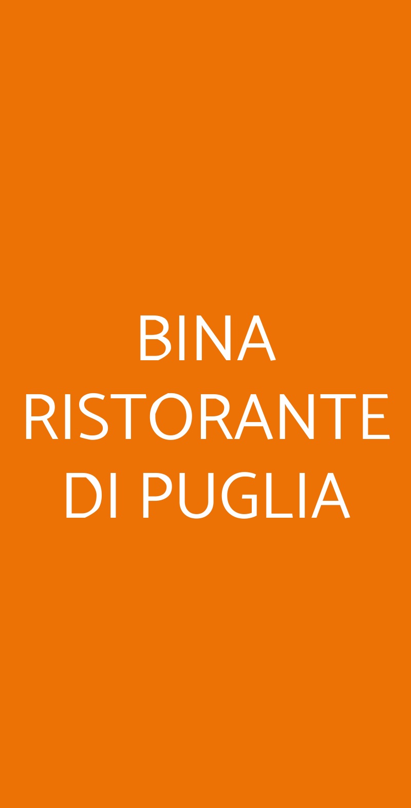 BINA RISTORANTE DI PUGLIA Locorotondo menù 1 pagina