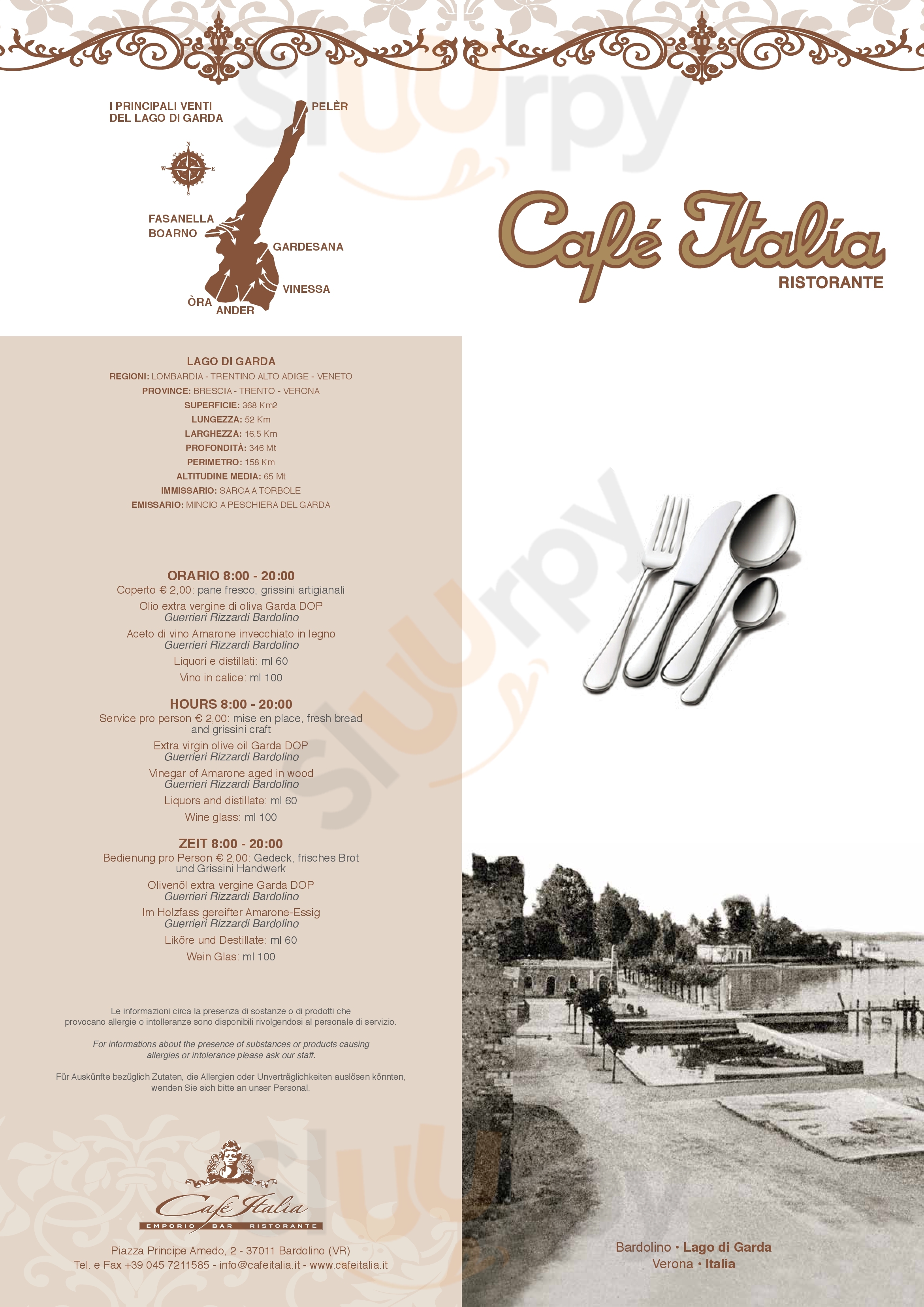 Cafe' Italia Bardolino menù 1 pagina