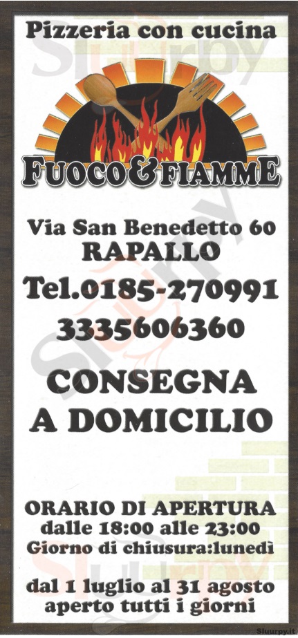 FUOCO & FIAMME Rapallo menù 1 pagina