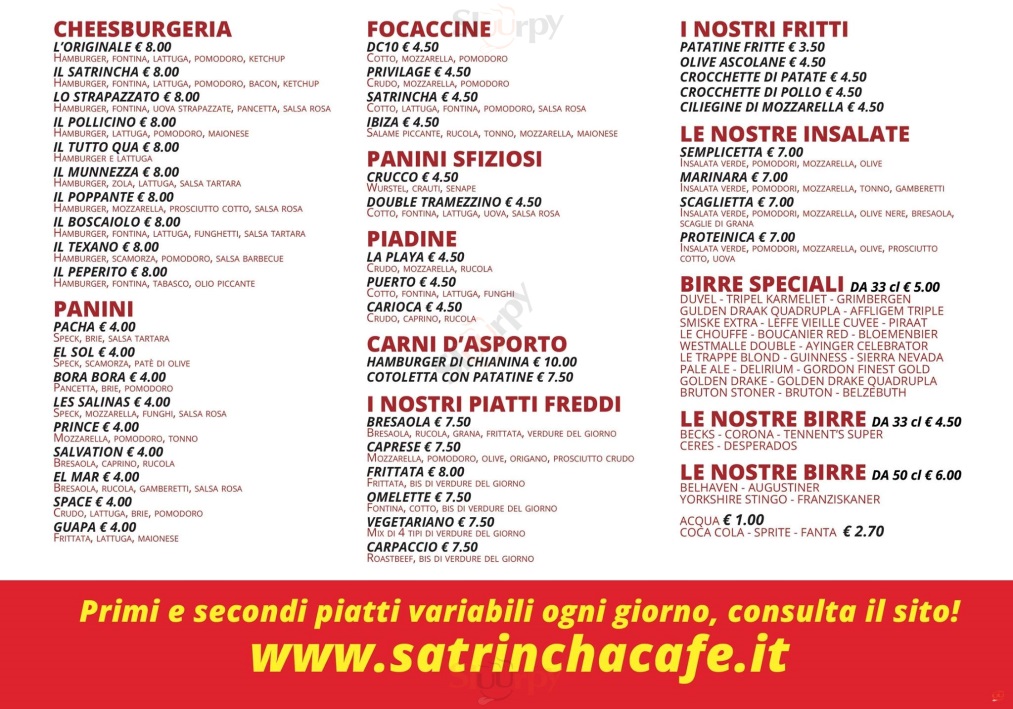 SATRINCHA CAFE Peschiera Borromeo menù 1 pagina