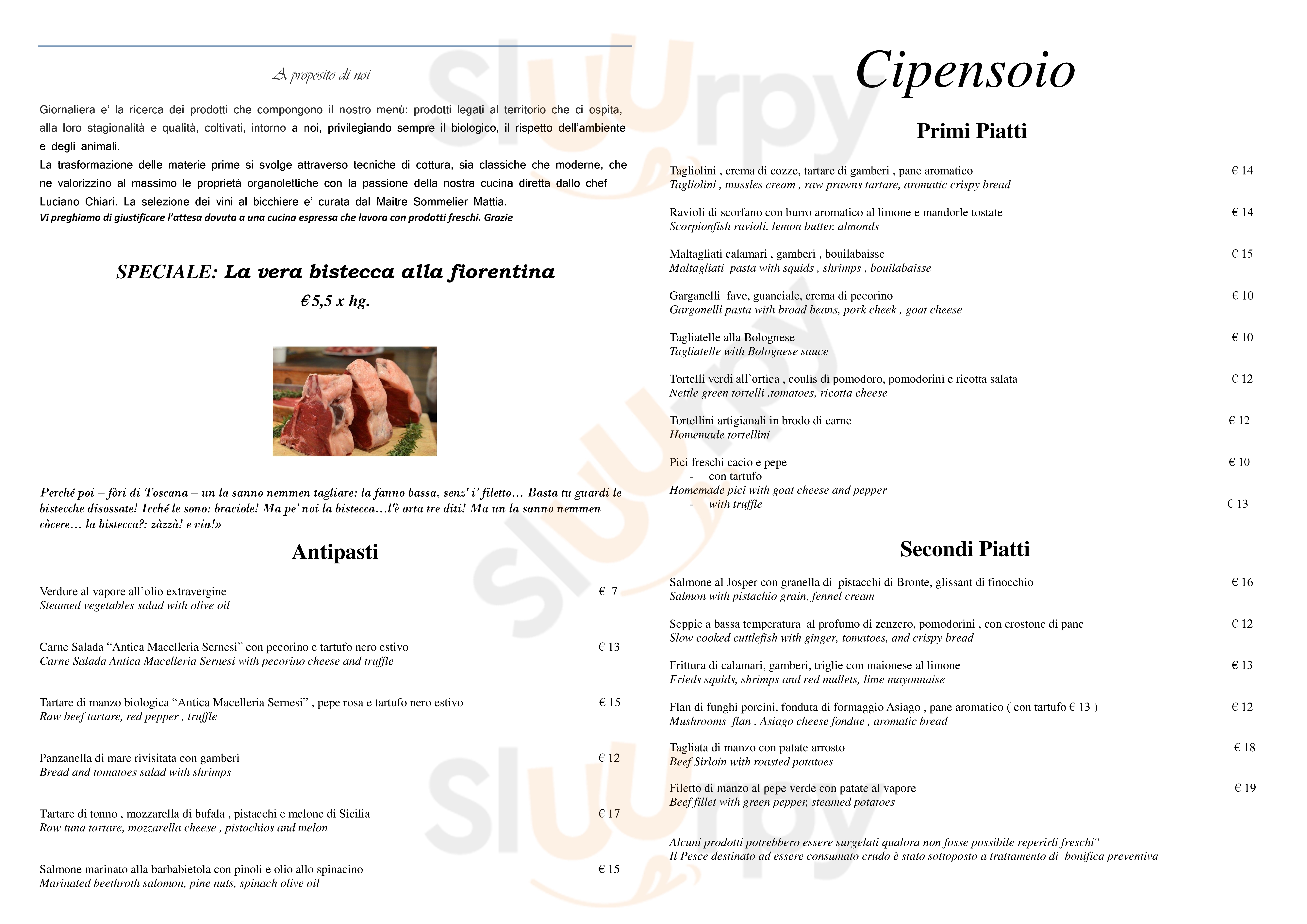 Cipensoio Ristorante Alto Reno Terme menù 1 pagina