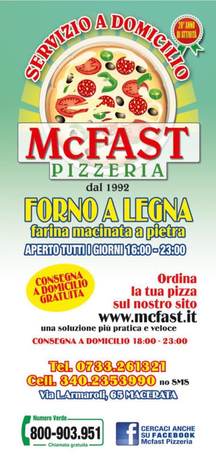 MC FAST Macerata menù 1 pagina