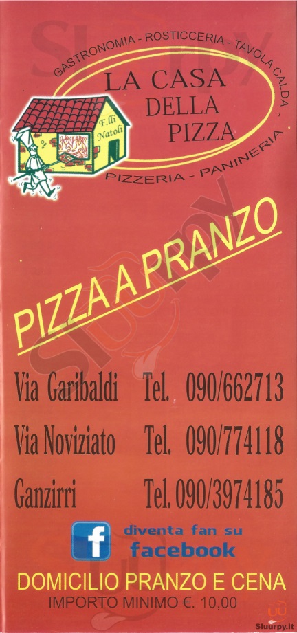 LA CASA DELLA PIZZA  Messina menù 1 pagina