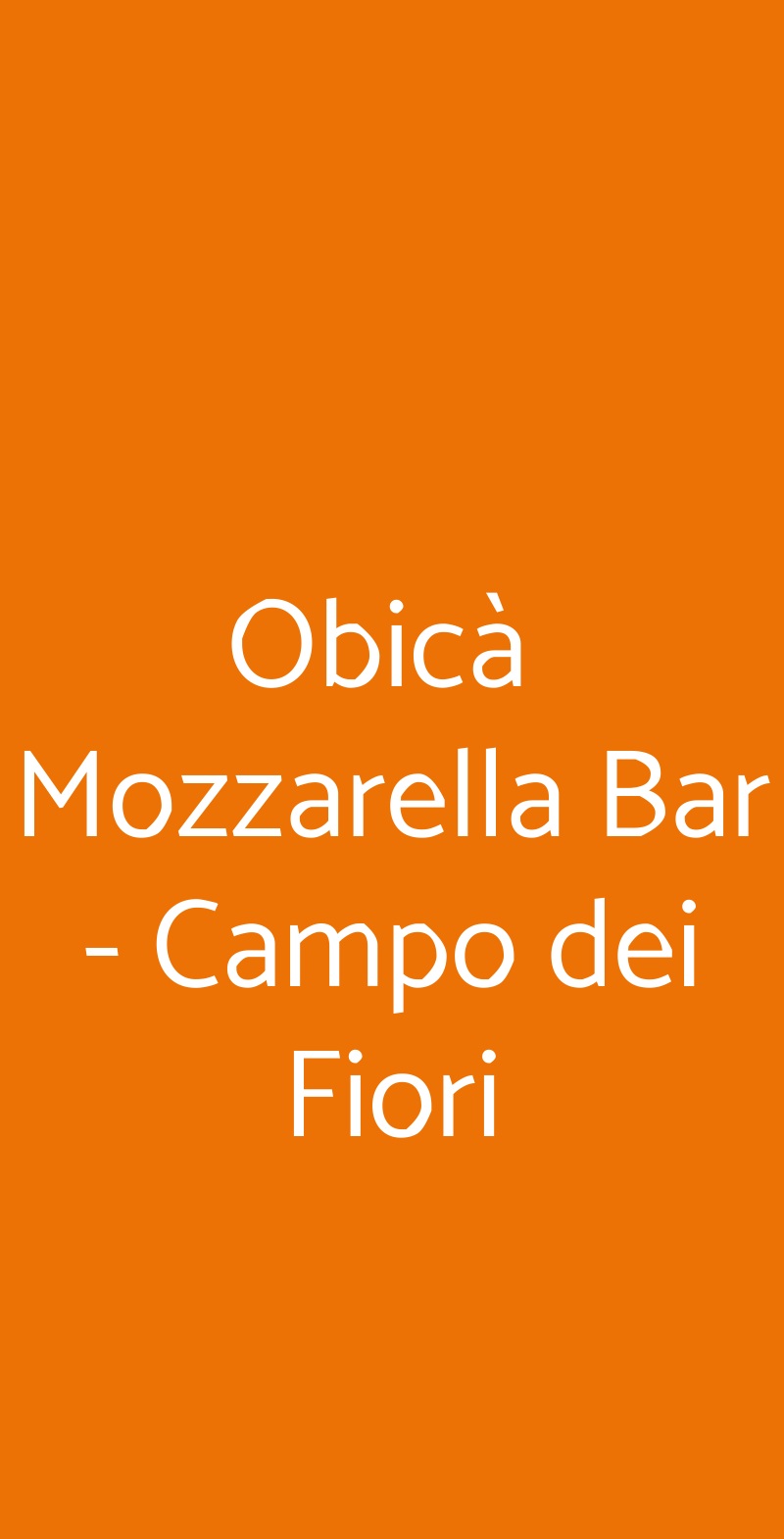 Obicà  Mozzarella Bar - Campo dei Fiori Roma menù 1 pagina