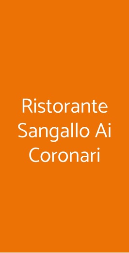 Ristorante Sangallo Ai Coronari, Roma