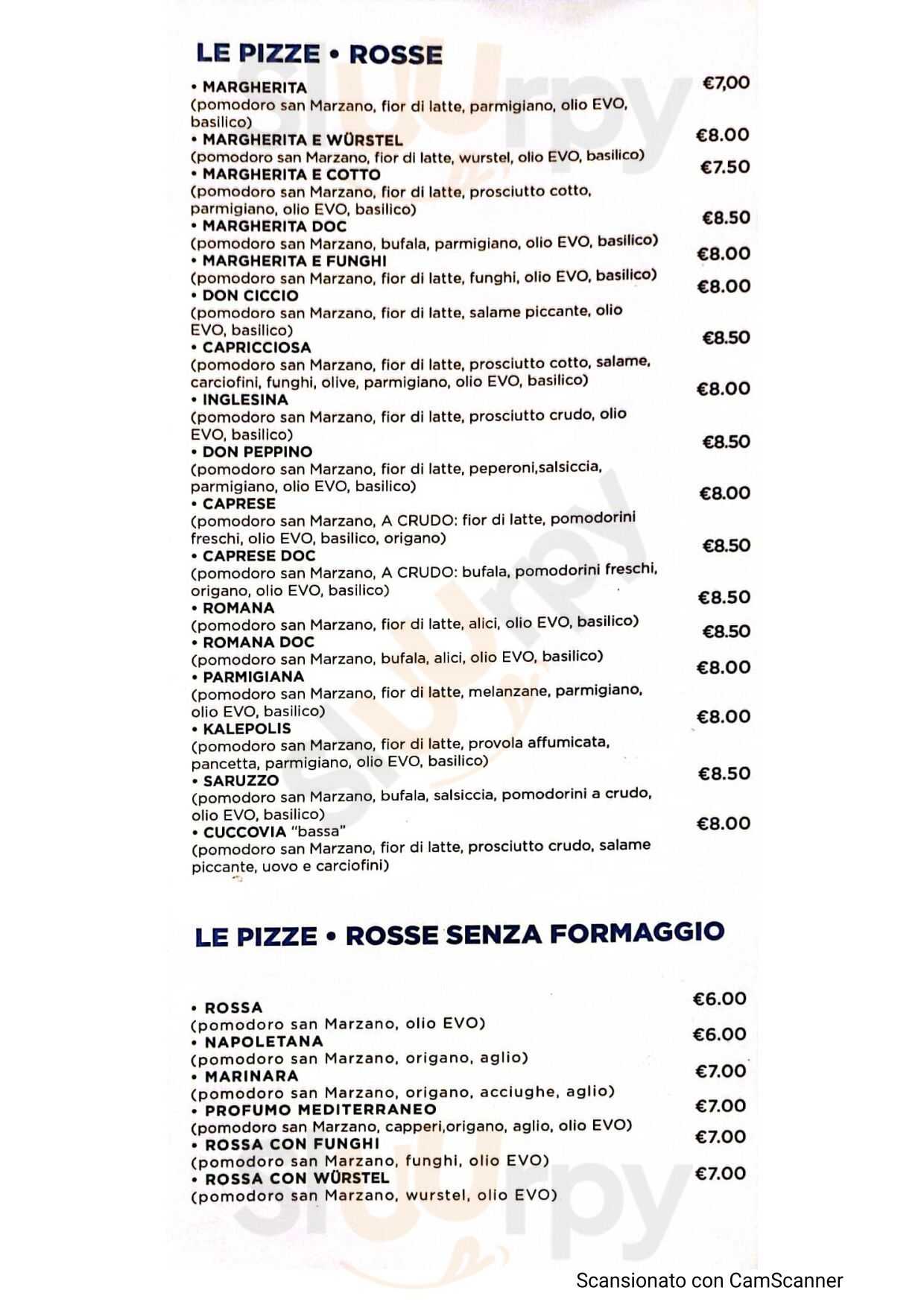 Pizzeria Da Marco Roma menù 1 pagina