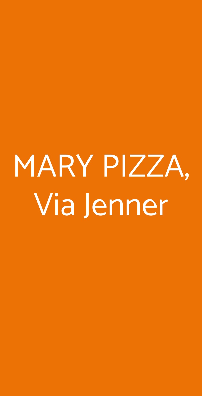 MARY PIZZA, Via Jenner Roma menù 1 pagina
