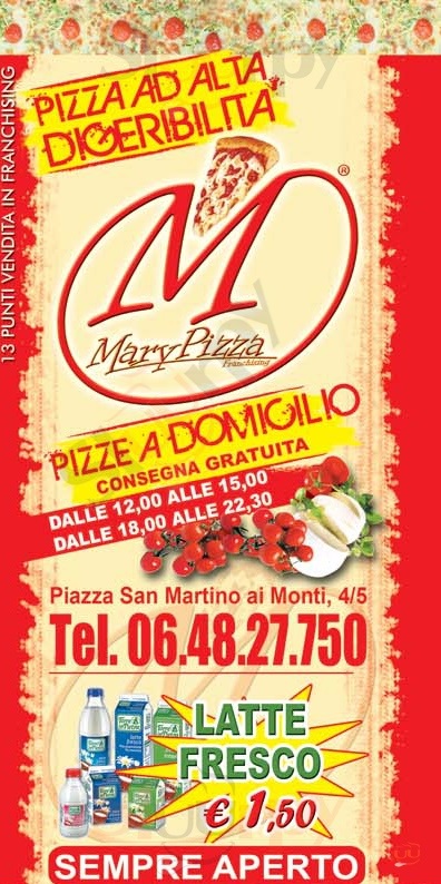 MARY PIZZA Monte Oppio Roma menù 1 pagina