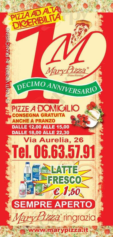 MARY PIZZA Porta Cavalleggeri Roma menù 1 pagina